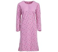 Lucky Chemise de nuit thermique à manches longues pour femme Design Gerbera Boutonnière M-2XL Mélange de coton, Rose, XXL
