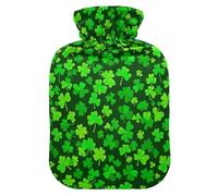 Lucky Clover Bouillotte verte avec housse souple pieds et chauffe-lit pour compresse chaude et froide Taille M