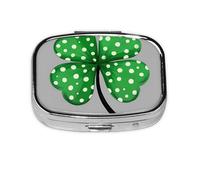 Lucky Clover Mini pilulier carré en métal avec 2 compartiments de poche
