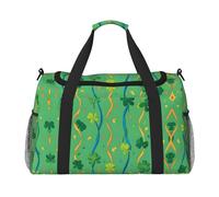 Lucky Clover Party Sac de voyage à main imprimé pour effets personnels Sac de sport et de remise en forme Sac de voyage longue distance, Noir , Taille unique