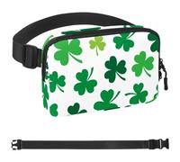 Lucky Clover Sac banane à motif feuilles pour homme et femme, sac banane avec poches zippées, sac de taille imperméable avec sangle réglable pour entraînement, course à pied, voyage, randonnée,