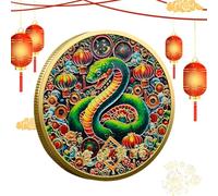Lucky Coin 2025 Année du Serpent, Pièce commémorative de l'Année du Serpent, Pièce Souvenir Pièce Plaquée Or, Pièce Porte-Bonheur décorative compacte, pièce de Collection commémorative po