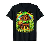 Lucky Dachshund St Patrick’s Day Rainbow Shamrock Dog Lover T-Shirt