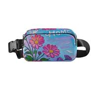 Lucky Daisy Sac banane tendance pour homme et femme, étanche, avec sangle réglable, pour le shopping, le sport, le travail, la taille pour homme, Lucky Daisy Floral Colorful Blue, moderne, Lucky Daisy