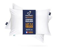 LUCKY DUCK Lot 2 Oreillers 45x70 - Confort Medium - Garnissage Microfibre - Percale 100% Coton - Soutien Souple et Doux - Format Standard - Lavables en Machine
