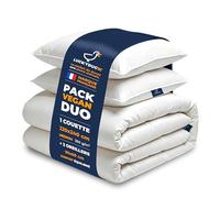 LUCKY DUCK Pack Mi-Saison - Couette Tempérée 220x240 + 2 Oreillers 60x60 - Percale 100% Coton Blanc Douce & Respirante - Garnissage Microfibre I Loft Haute Densité - Literie Confort - Lavable Machine