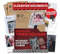 Lucky Egg MMC Death at Times Square - Jeux de mystère passionnants pour adultes à New York - 40 pièces de preuve, jeu de 150 minutes (difficulté 3/5) - Jeu de fichiers Cold Case pour 1 à 10 joueurs