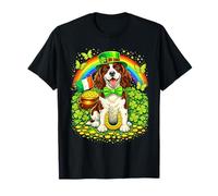 Lucky English Springer Spaniel St Patrick’s Day Shamrock T-Shirt