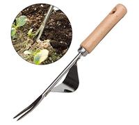 Lucky Farm Fourche de Repiquage de désherbeur à Main de Jardin d'outil de Désherbage d'acier Inoxydable, Outil de Jardinage de Poignée en Bois