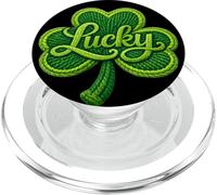 Lucky Faux Yarn Crochet Shamrock Irish St. Patrick's Day PopSockets PopGrip pour MagSafe