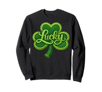 Lucky Faux Yarn Crochet Shamrock Irish St. Patrick's Day Sweatshirt