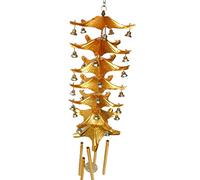 Lucky Feng Shui Carillon éolien à 7 couches de toit | Décoration orientale en métal à suspendre pour la maison - Couleur dorée - Excellent cadeau pour les collectionneurs | Design classique, adapté