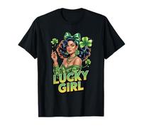 Lucky Girl Glam Shamrock St Patricks Day Cute Irish T-Shirt