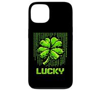 Lucky Glitch Trèfle à 4 Feuilles Digital Rain Cyberpunk Gamer Coque pour iPhone 13