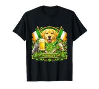 Lucky Golden Retriever St Patrick’s Day Green Beer Shamrock T-Shirt