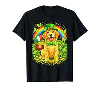 Lucky Golden Retriever St Patrick’s Day Rainbow Shamrock T-Shirt