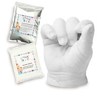 Lucky Hands Kit Empreinte Main Bébé 3D - DIY sans accessoires, fabriqué dans l’UE, jusqu’à 7 empreintes - doux, sûr & facile - souvenir intemporel pour parents & nouveau-nés (Kit Bébé DIY)