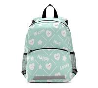 Lucky Heart Shape Star Happy Wihte Sac à dos à sangle pour enfants avec clip de poitrine Vert