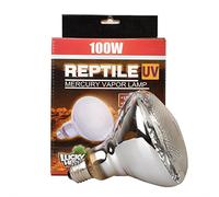 Lucky Herp Ampoule à vapeur de mercure UVA UVB pour reptile, filetage à vis E27, 100 W, 160 W disponible, transparent (100 W)