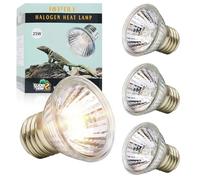 LUCKY HERP Lampe chauffante pour terrarium 25W 4pcs UVA UVB lampe halogène tortue, E27 UVB Basking Spot lampe pour tortue, barbe, lézards, serpents