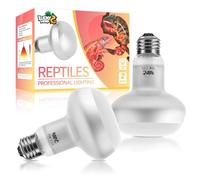 LUCKY HERP Lot de 2 lampes chauffantes UVA pour reptiles et terrarium 75 W - Convient pour tortues, poules, chiens, dragons barbus et autres reptiles et amphibiens