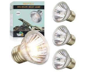 LUCKY HERP Lot de 4 ampoules chauffantes halogènes UVA UVB 50 W E27 UVB pour tortue, agames barbus, lézards, serpents