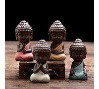 Lucky House Petite Statue de Bouddha Moine Figurine tathagata Inde Yoga Mandala thé Animal de Compagnie Violet céramique Artisanat décoratif en céramique Ornements