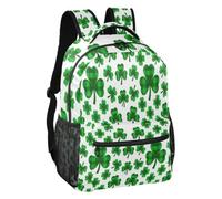 Lucky Irish Clover Sprigs Sac à livres avec doublure douce Taille S, Branches de trèfle irlandais porte-bonheur, S | Deux tailles : S 15 L, M 18 L Sangles de soulagement de la pression pour excursions touristiques garçons et filles