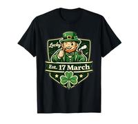 Lucky Irish Leprechaun Est 17 Mars St Patrick Day T-Shirt