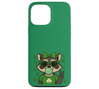 Lucky Irish Raccoon Cute with Green Sunglasses and Gum Coque pour iPhone 13 Pro Max