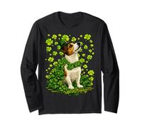 Lucky Jack Russell avec trèfle pour la Saint-Patrick Manche Longue