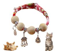 Lucky Kimono Cedar-Bead Pet Collar, Celerypets Cat Collars, Personalized Cat Dog Suit Collar with Bells Fortune Pendant, Adjustable Bell Pet Necklace Suitable for All Pets (G)