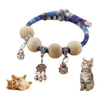 Lucky Kimono Cedar-Bead Pet Collar, Celerypets Cat Collars, Personalized Cat Dog Suit Collar with Bells Fortune Pendant, Adjustable Bell Pet Necklace Suitable for All Pets (H)