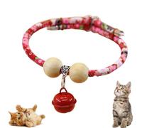 Lucky Kimono Cedar-Bead Pet Collar, Celerypets Cat Collars, Personalized Cat Dog Suit Collar with Bells Fortune Pendant, Adjustable Bell Pet Necklace Suitable for All Pets (F)