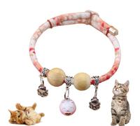 Lucky Kimono Cedar-Bead Pet Collar, Celerypets Cat Collars, Personalized Cat Dog Suit Collar with Bells Fortune Pendant, Adjustable Bell Pet Necklace Suitable for All Pets (M)