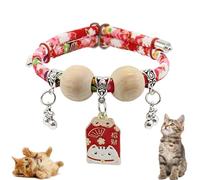 Lucky Kimono Cedar-Bead Pet Collar, Celerypets Cat Collars, Personalized Cat Dog Suit Collar with Bells Fortune Pendant, Adjustable Bell Pet Necklace Suitable for All Pets (C)