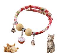 Lucky Kimono Cedar-Bead Pet Collar, Celerypets Cat Collars, Personalized Cat Dog Suit Collar with Bells Fortune Pendant, Adjustable Bell Pet Necklace Suitable for All Pets (L)