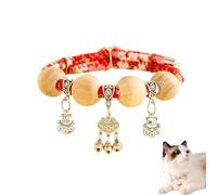 Lucky Kimono Cedar-Bead Pet Collar, Celerypets Cat Collars Personalized Dog Suit Collar with Fortune Pendant, Adjustable & Comfortable with Bells, for All Pets (X,XXS (Suitable for 1-3 kg))