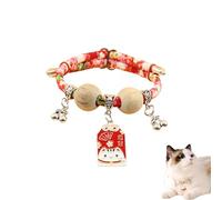 Lucky Kimono Cedar-Bead Pet Collar, Celerypets Cat Collars Personalized Dog Suit Collar with Fortune Pendant, Adjustable & Comfortable with Bells, for All Pets (J,L (Suitable for 13-23 kg))