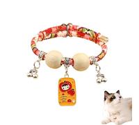 Lucky Kimono Cedar-Bead Pet Collar, Celerypets Cat Collars Personalized Dog Suit Collar with Fortune Pendant, Adjustable & Comfortable with Bells, for All Pets (M,XXS (Suitable for 1-3 kg))