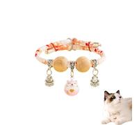 Lucky Kimono Cedar-Bead Pet Collar, Celerypets Cat Collars Personalized Dog Suit Collar with Fortune Pendant, Adjustable & Comfortable with Bells, for All Pets (K,XXS (Suitable for 1-3 kg))