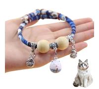 Lucky Kimono Cedar Bead Pet Collar, Celerypets Lucky Kimono Cedar-Bead Pet Collar, with Fortune Pendant, Cat Bells, Suitable for All Types of Cats and Dogs (Blue,L)
