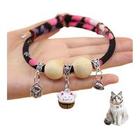 Lucky Kimono Cedar Bead Pet Collar, Celerypets Lucky Kimono Cedar-Bead Pet Collar, with Fortune Pendant, Cat Bells, Suitable for All Types of Cats and Dogs (Black,S)