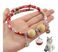 Lucky Kimono Cedar Bead Pet Collar, Celerypets Lucky Kimono Cedar-Bead Pet Collar, with Fortune Pendant, Cat Bells, Suitable for All Types of Cats and Dogs (Red,M)