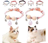 Lucky Kimono Cedar-Bead Pet Collar,Personalized Dog Cat Suit Collar with Fortune Pendant,Kimono Pet Collar with Bell Print,Comfortable Adjustable Suitable for All Types (2PCS A-Pink)