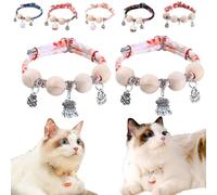 Lucky Kimono Cedar-Bead Pet Collar,Personalized Dog Cat Suit Collar with Fortune Pendant,Kimono Pet Collar with Bell Print,Comfortable Adjustable Suitable for All Types (2PCS B-Pink)