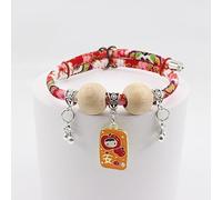 Lucky Kimono Cedar Bead Pet Collar, Personalized Pets Dog Cat Suit Collar with Fortune Pendant, Cat Bells, with Fortune Pendant, Comfortable Adjustable, Suitable for All Types of Pets(E,XXS)