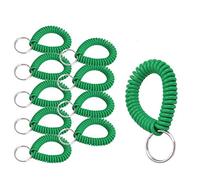Lucky Line 2” Diameter Spiral Wrist Coil with Steel Key Ring, Flexible Wrist Band Key Chain Bracelet, Stretches to 12”, Green 10 PK (41040)