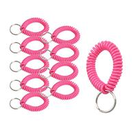 Lucky Line 2” Spiral Wrist Coil with Steel Key Ring, Flexible Wrist Band Key Chain Bracelet, Stretches to 12”, Neon Pink, 10 PK (41066)