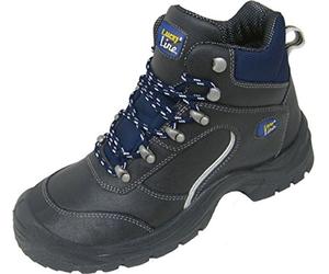Lucky Line Bottes à lacets S3 / chaussures de sécurité S3 « Zittau» aspect chaussures de sport, cuir lisse, embout en acier, semelle extérieure antidérapante en PUR, noir/bleu, 41